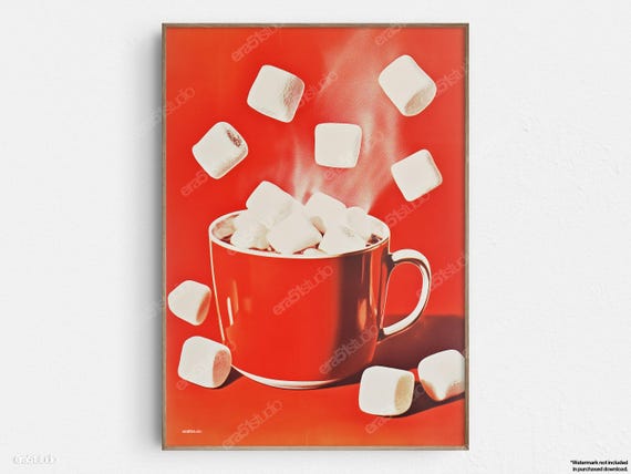 Red Cup Marshmallows, Mid-Century Modern Art Print