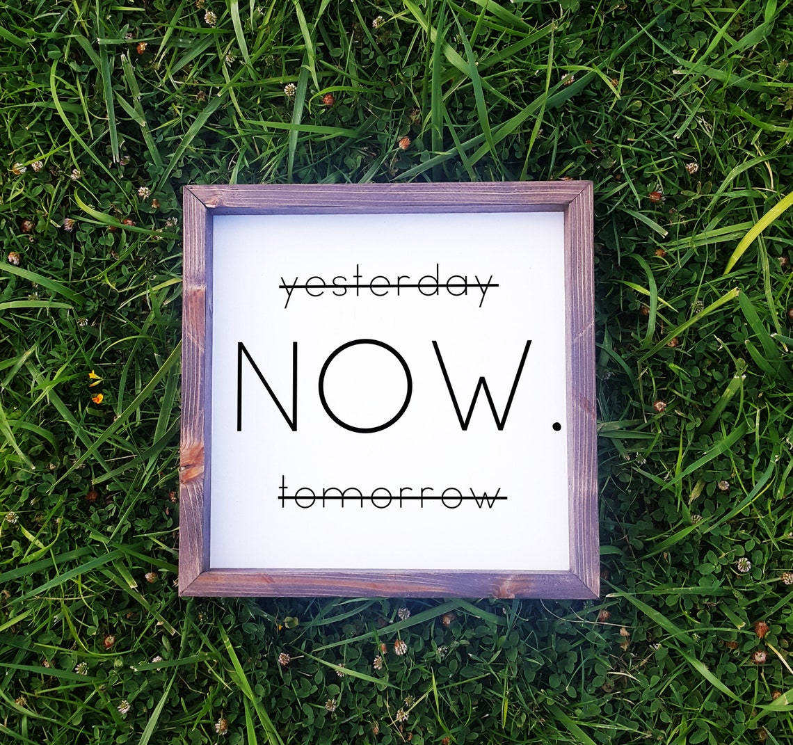 Yesterday Now Tomorrow Motivational Minimalist Wood Sign Wall Art - Image 2