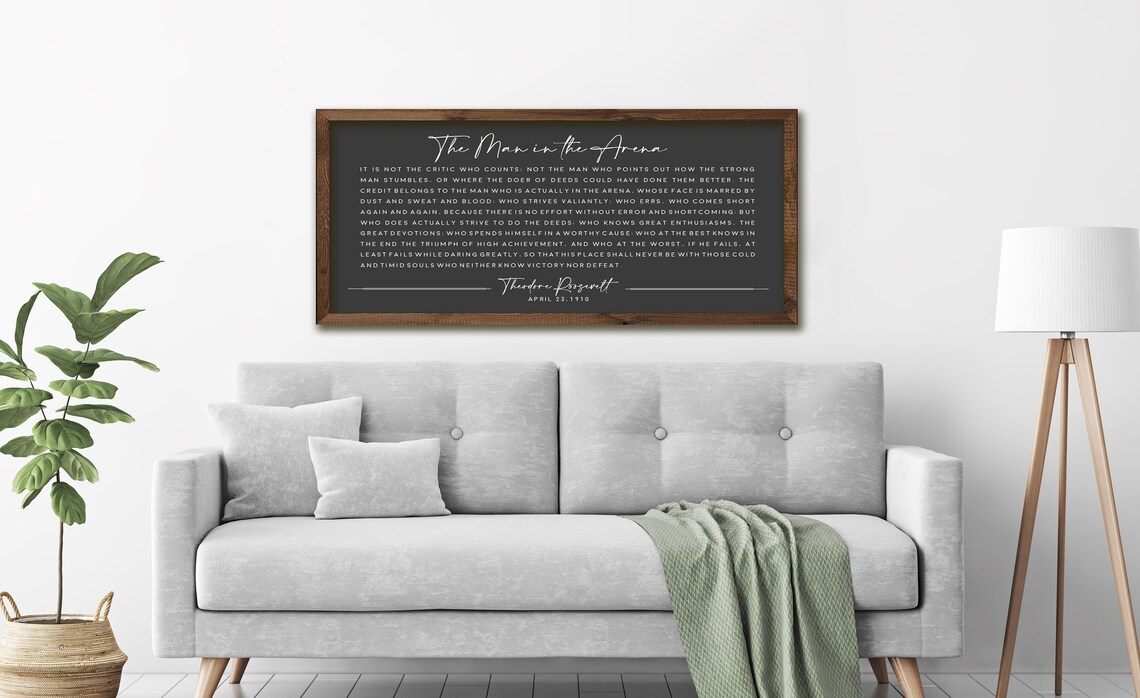 The Man In The Arena Inspirational Sign, Office Decor - Image 3