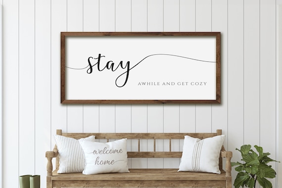 Stay Awhile Guest Room Farmhouse Wall Art Print