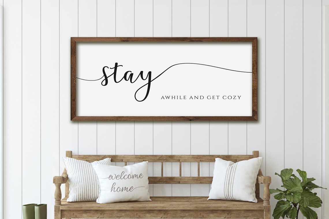Stay Awhile Guest Room Farmhouse Wall Art Print