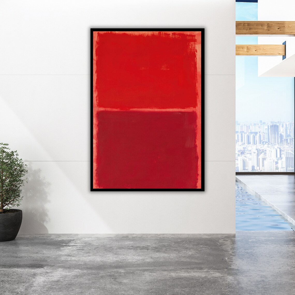 Bold Red Abstract Color Field Rothko Inspired Modern Wall Poster - Image 2