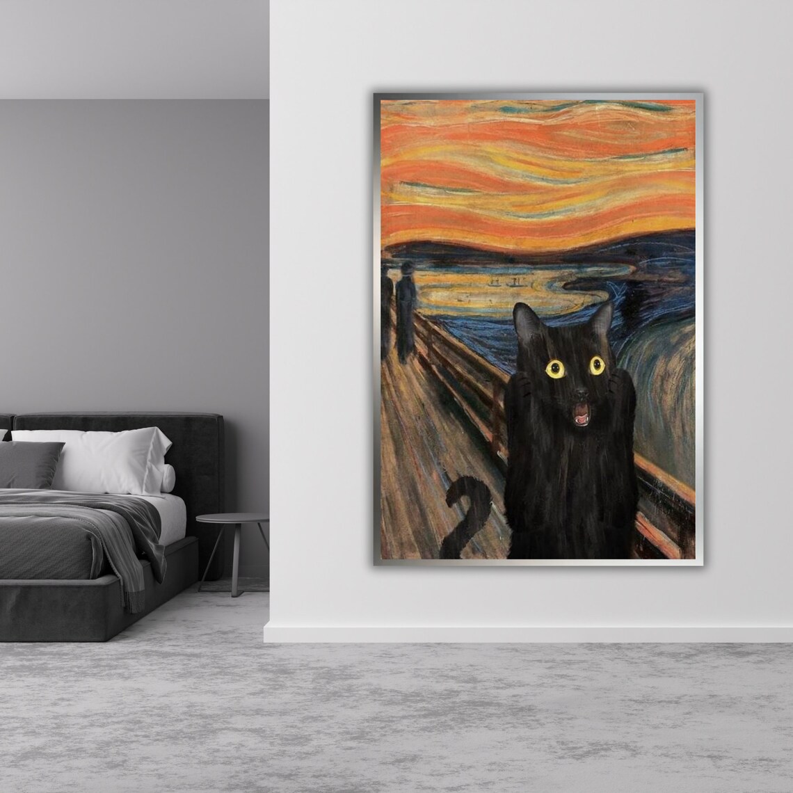 Black Cat The Scream Munch Parody Screaming Kitty Funny Classic Art Poster - Image 5