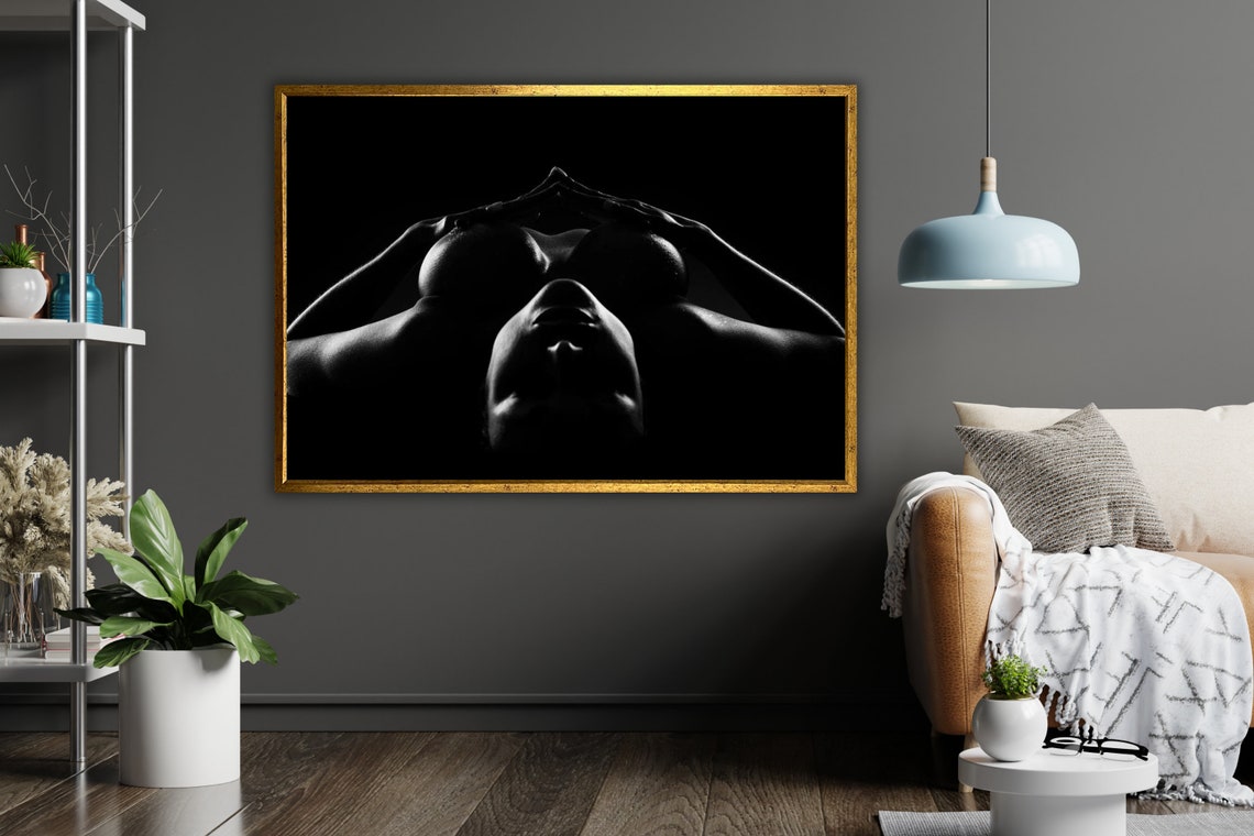 Black And White Nude Dramatic Hands Portrait Bodyscape Art Poster - Image 5