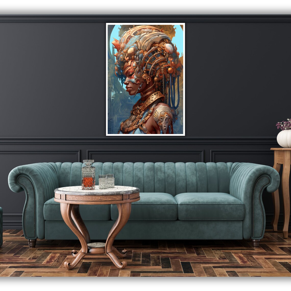Ethnic Art Print African Woman Ready To Hang Framed Wall Decor Cultural Home Decor Wall Art - Image 4