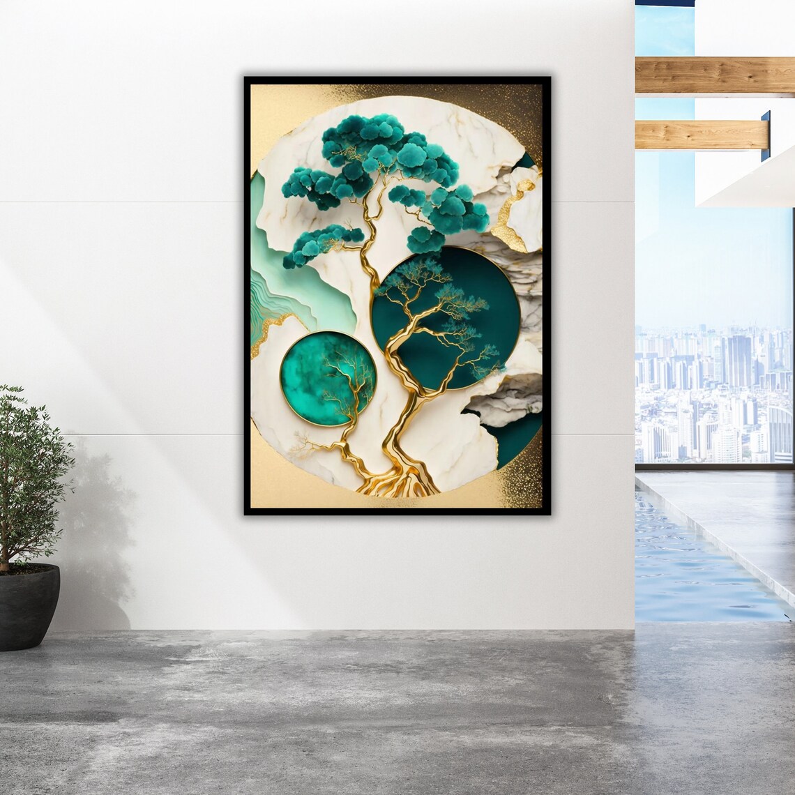 Abstract Tree Art Print Ready To Hang Framed Tree Art Nature Wall Decor - Image 2