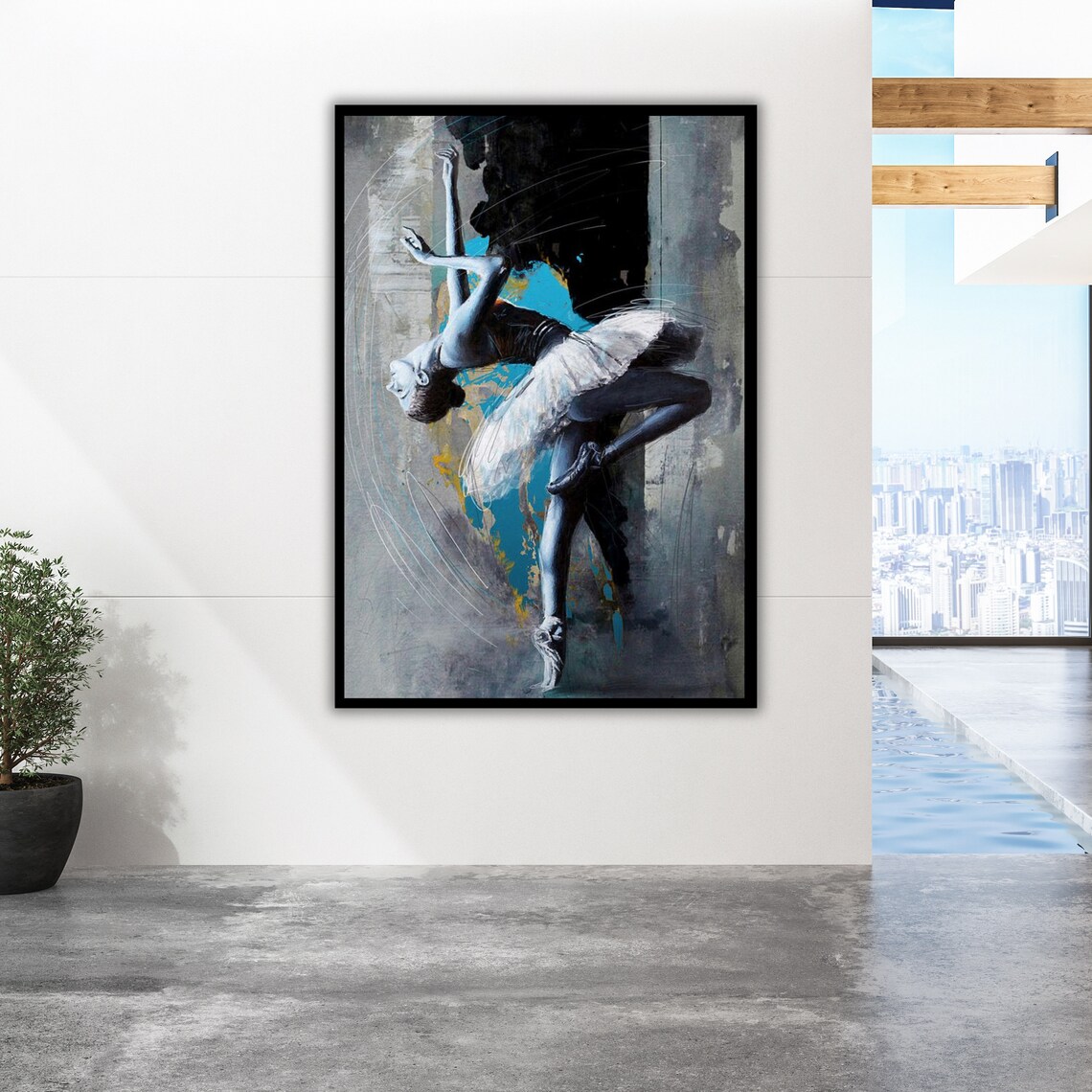 Ballerina in White Tutu Moody Urban Abstract Dance Art Poster - Image 4