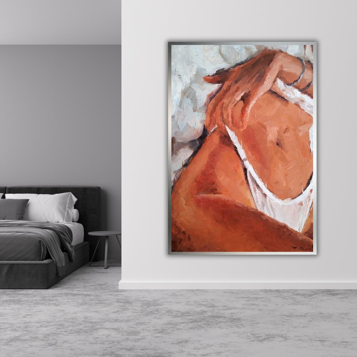 Sensual Female Torso Oil Painting Warm Tones Figure Art Poster - Image 3