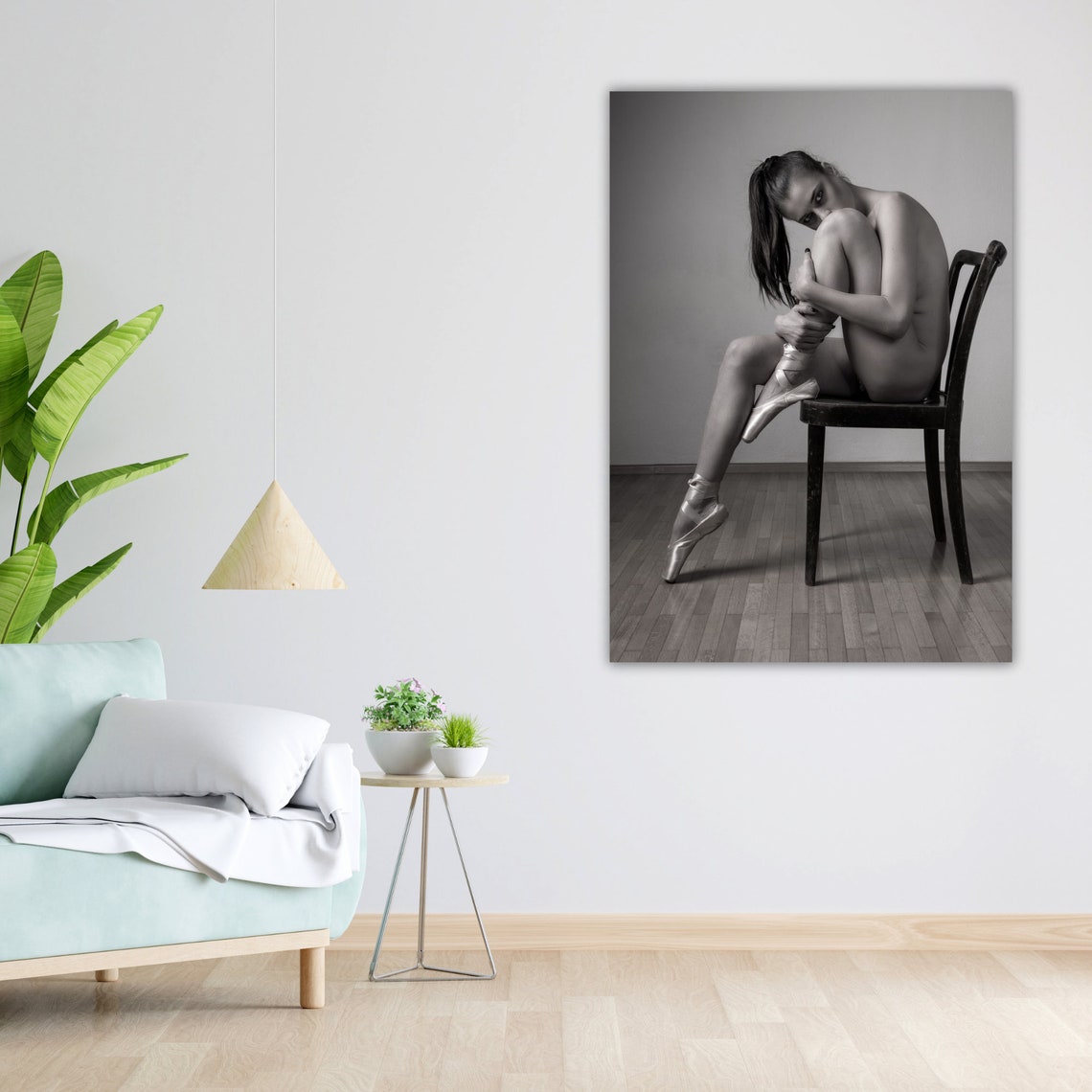 Ballet Dancer Pointe Shoes Chair Graceful Black White Art Poster - Image 5