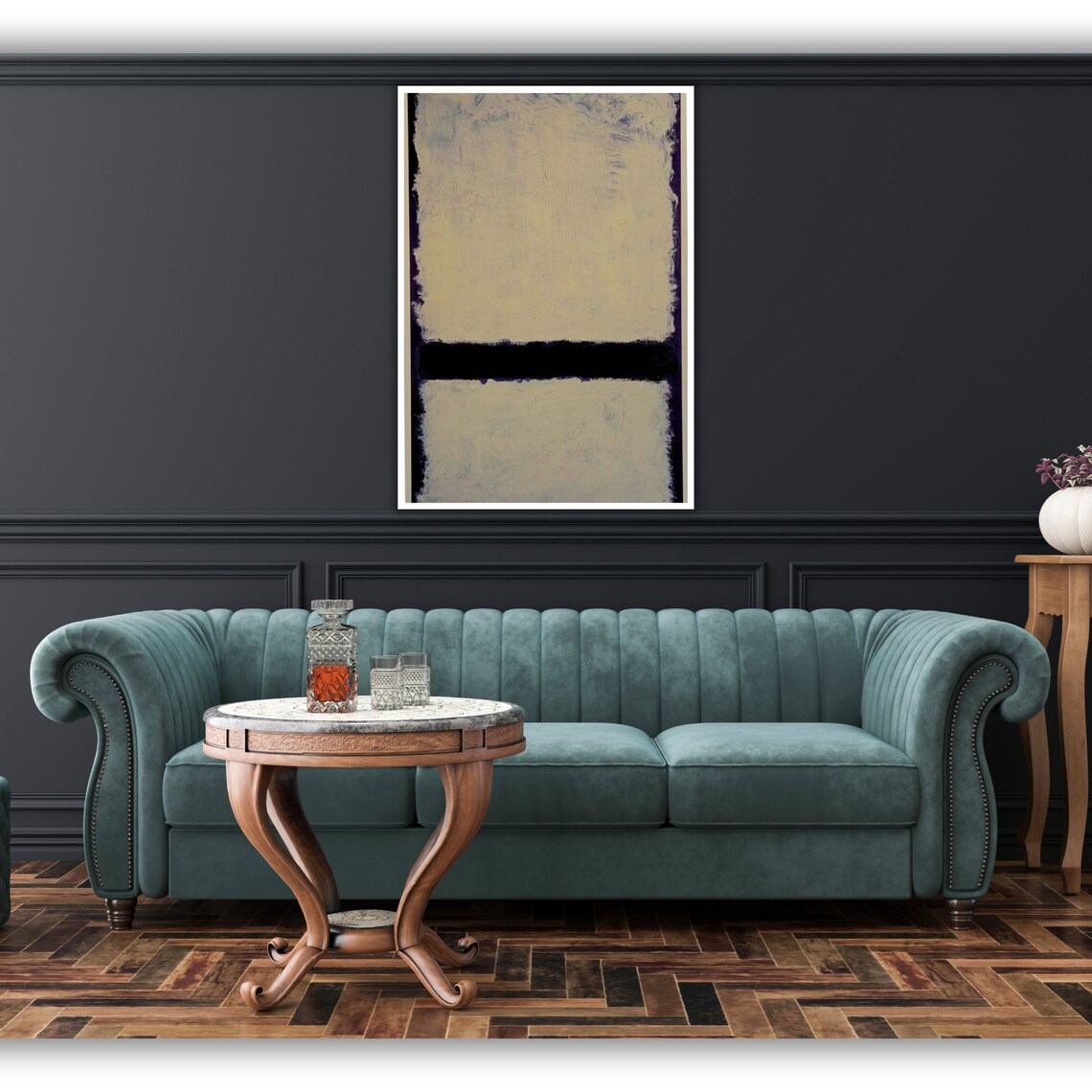 Rothko Style Cream Black Minimalist Color Field Modern Art Wall Poster - Image 3