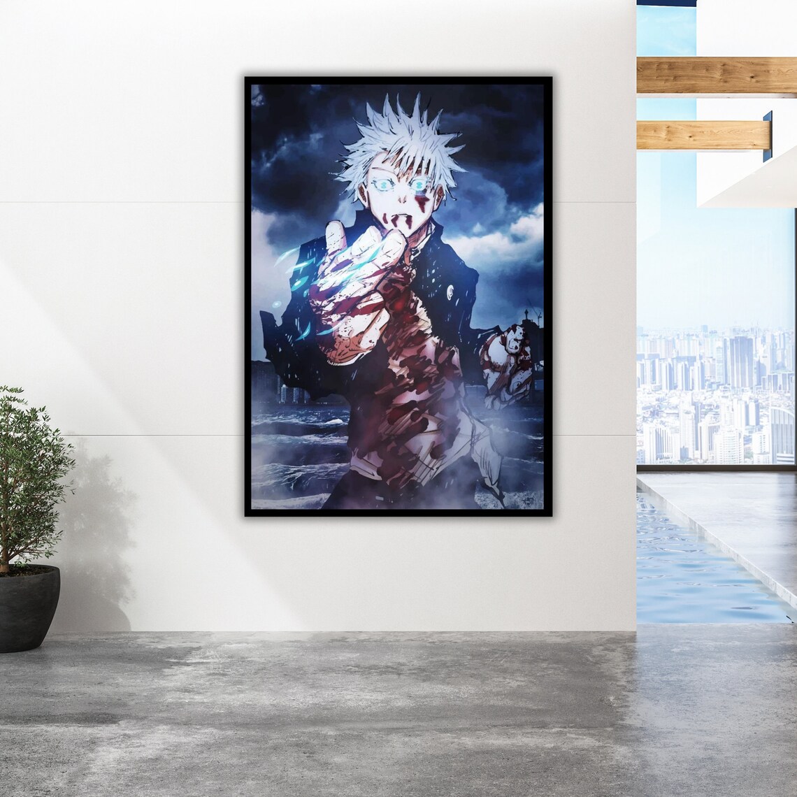 Satoru Gojo Jujutsu Kaisen Anime White Hair Blue Eyes Power Poster - Image 2