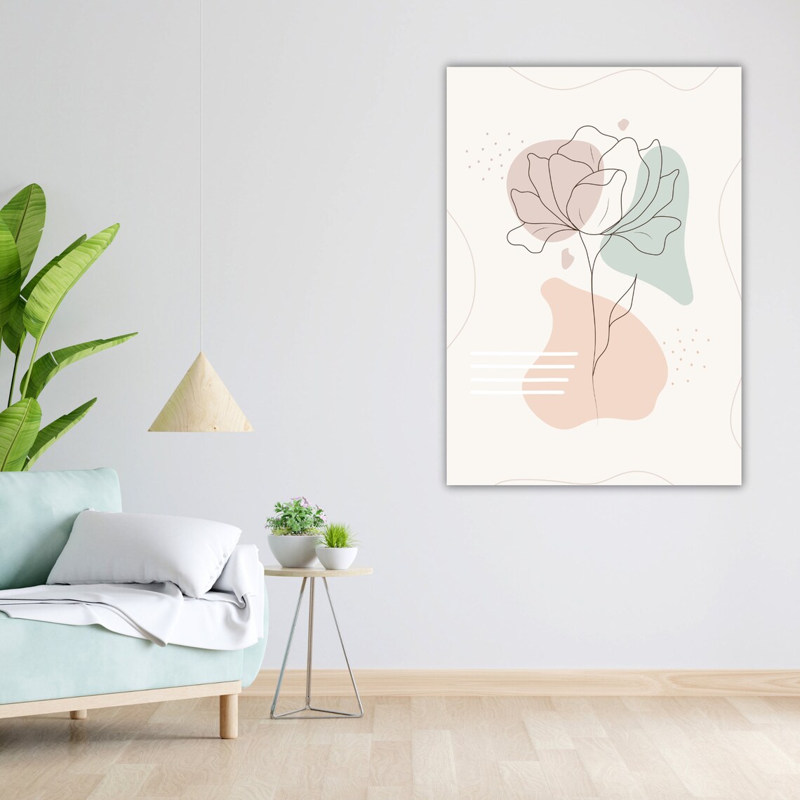 Minimalist Rose Line Art Pastel Abstract Botanical Wall Poster - Image 4