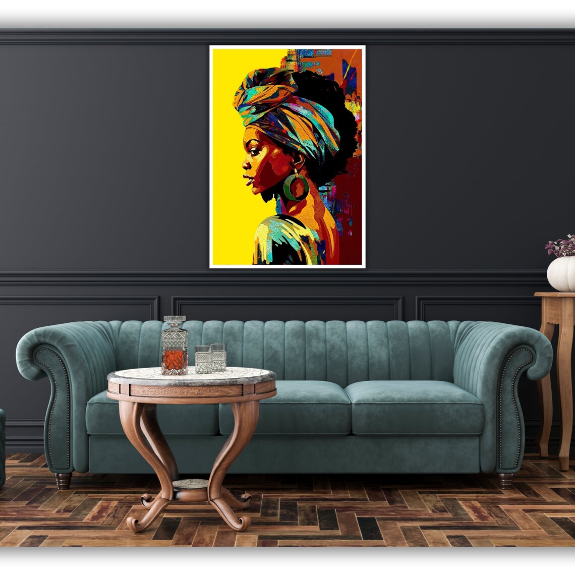 Ethnic Art Print African Woman Ready To Hang Framed Wall Decor Cultural Home Decor Wall Art - Image 3