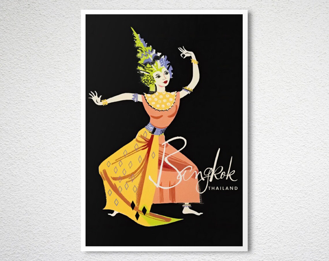 Bangkok Thailand Vintage Travel Poster, Travel Poster - Image 2