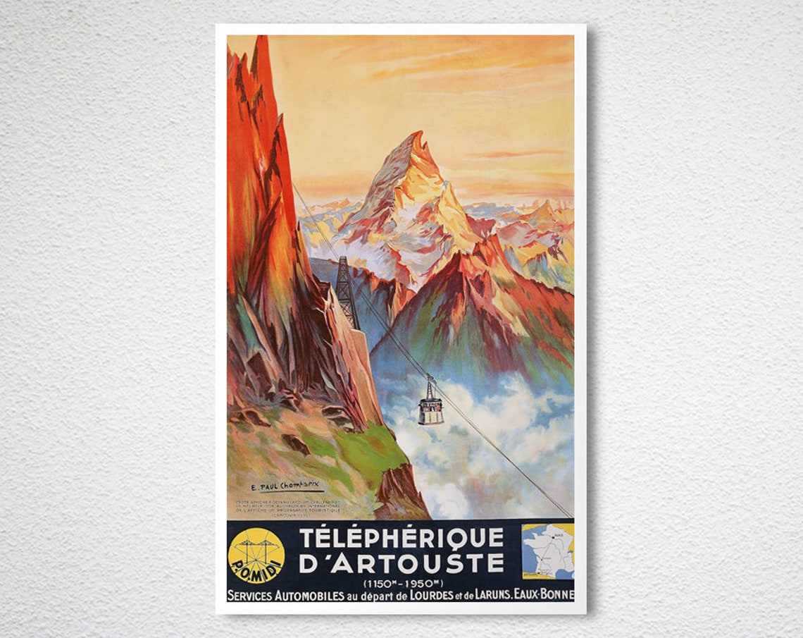 Telepherique d'Artouste Pyrenees Cable Car Vintage Travel Poster - Image 2