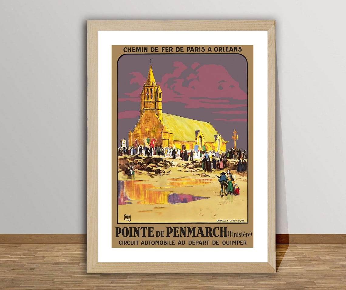 Pointe de Penmarch Finistere Brittany Vintage Coastal Poster