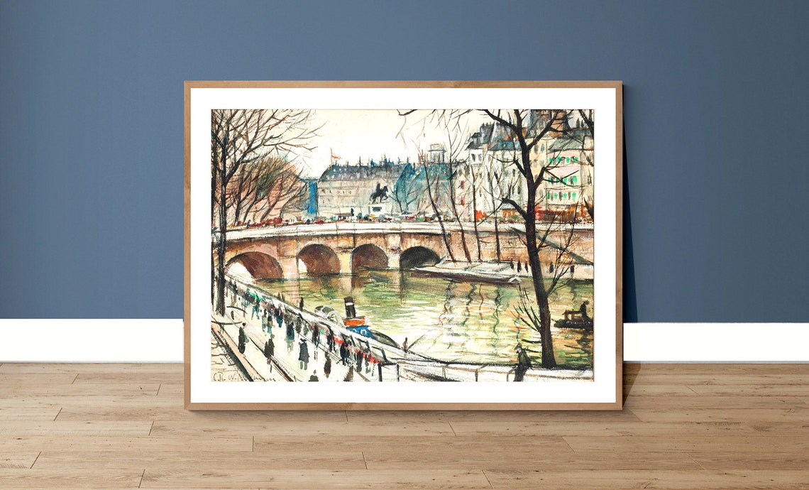Henri Iv From The Quai France Vintage Travel Poster Cityscape Art Architectural Art France Posters Gift Ideas Wall Decor