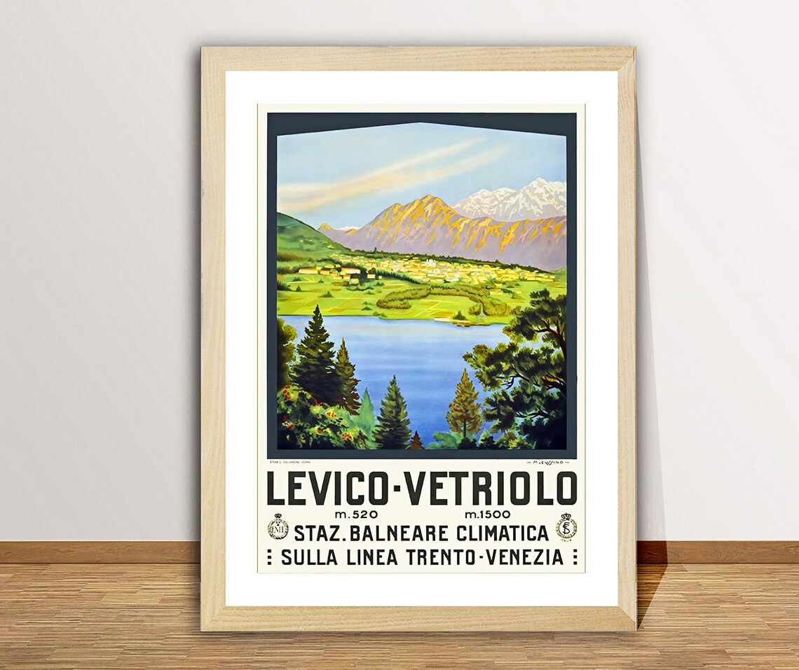 Levico Vetriolo Staz Barneare Climatica Sulla Linea Trento Venezia Italy Vintage Travel Poster Travel Art Print Gift Idea