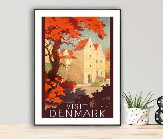 Visit Denmark Vintage Travel Poster Poster Paper Or Print Gift Idea