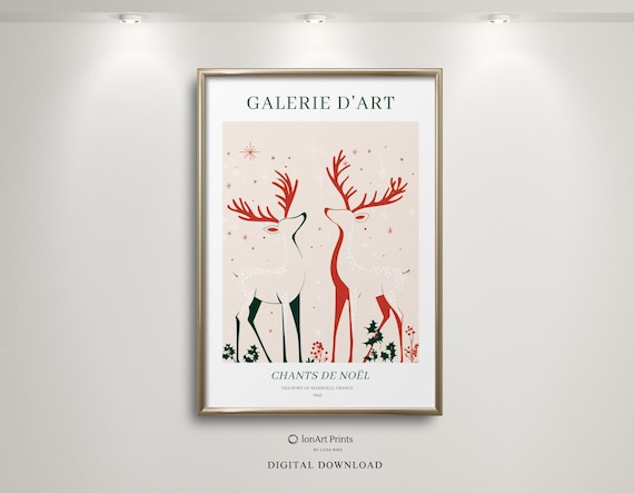 Galerie Art Reindeer Christmas Chants de Noel Holiday Poster