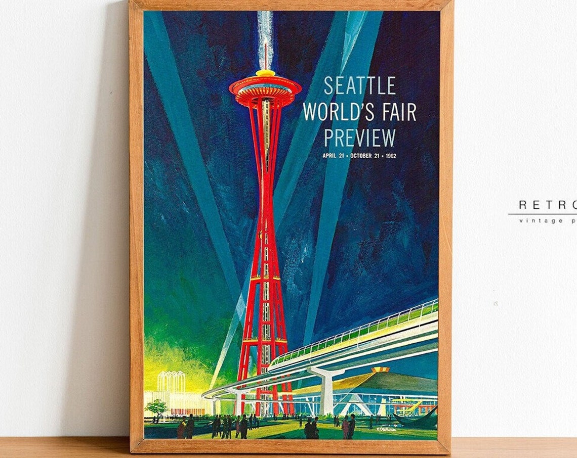 Seattle Worlds Fair Preview 1962 Space Needle Vintage Expo Poster