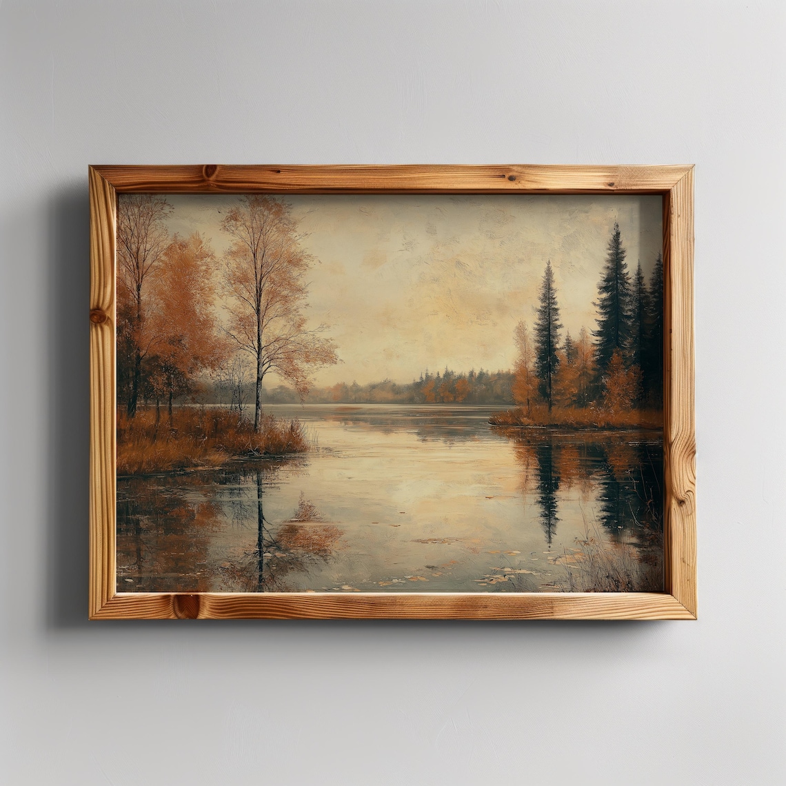 Autumn Lake Landscape, Tranquil Fall Forest Reflection