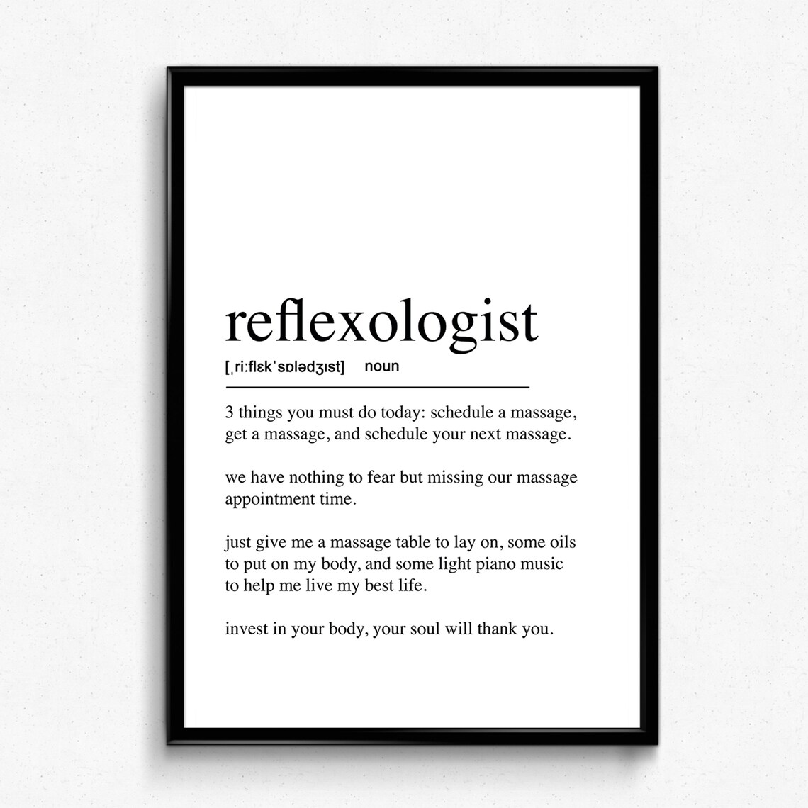 Reflexologist Definition Print, Scandinavian Poster