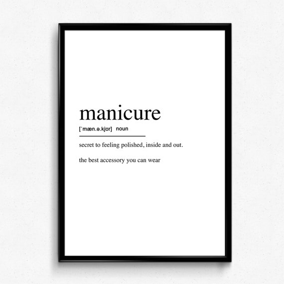 Manicure Definition Print Minimalist Salon Wall Art Ready To Hang