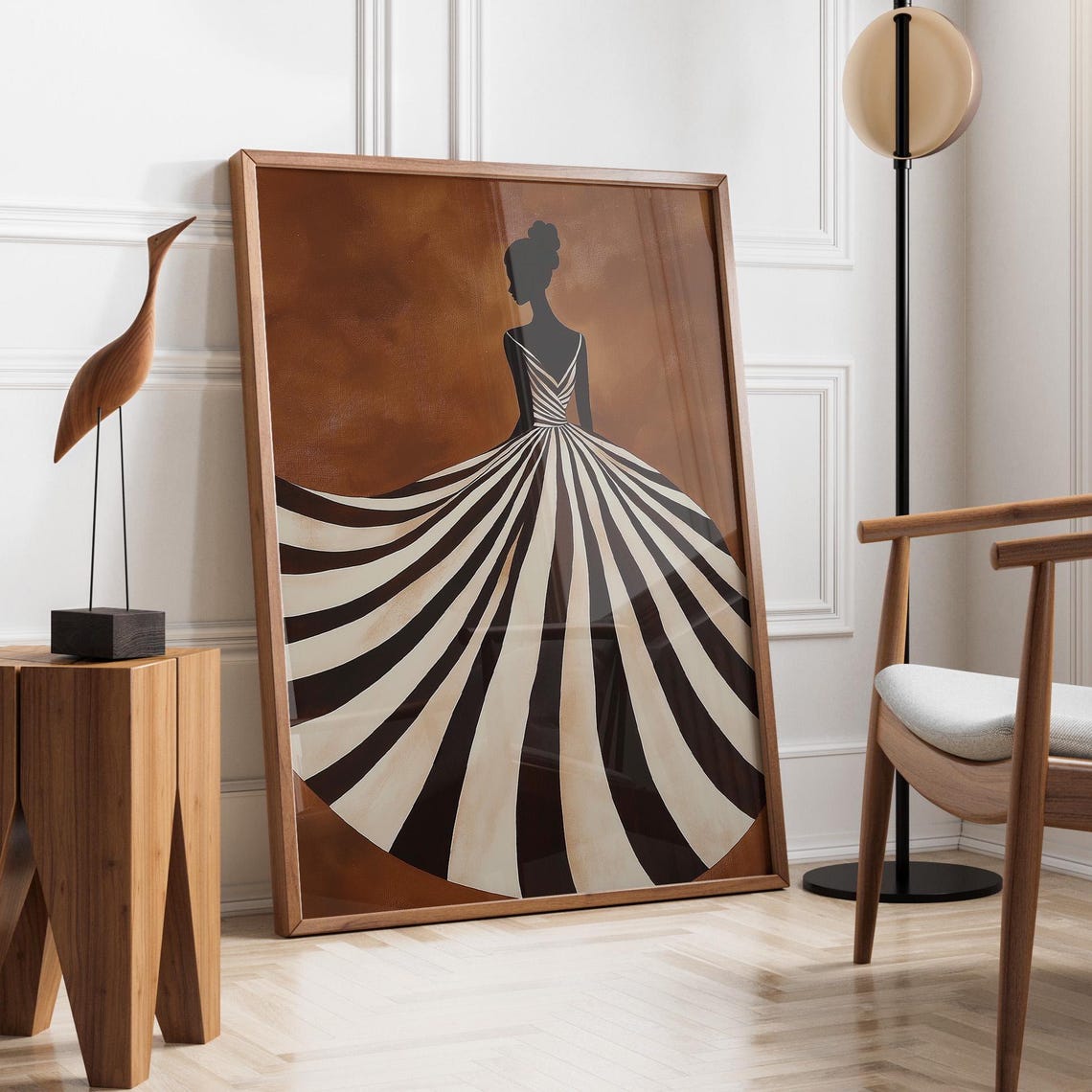 Abstract Dark Brown Striped Woman Poster