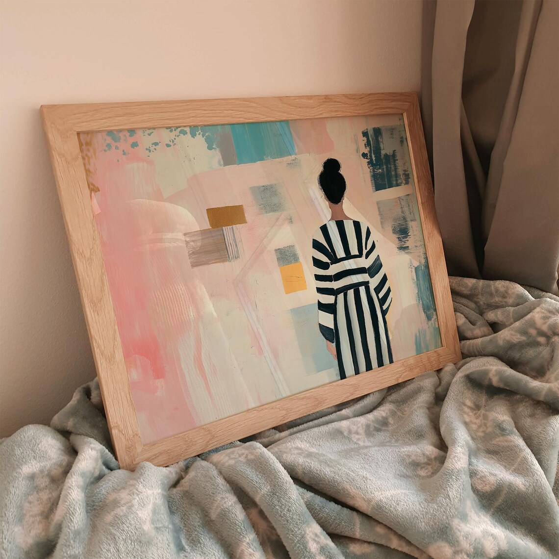 Abstract Modern Woman With Striped Kimono, Japan - Image 3