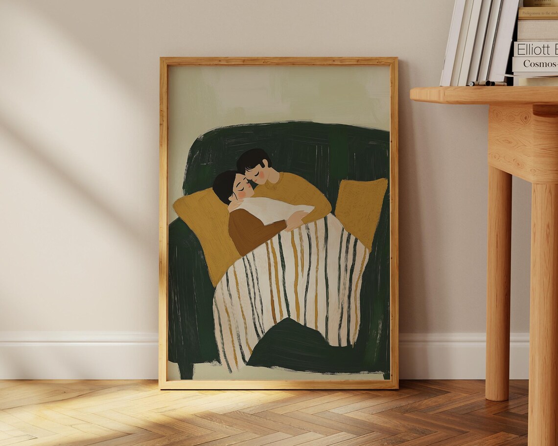 Romantic Couple Abstract Art Print, Lovers Gift - Image 2