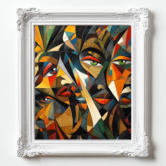 Vibrant African Woman Art Colorful Geometric Print Cultural Wall Decor Unique Gift For Lovers