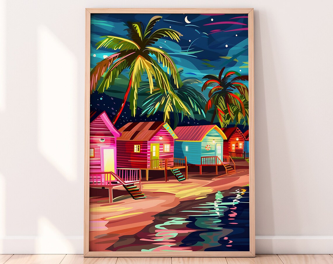Caribbean Summer Nights Barbados Travel Poster