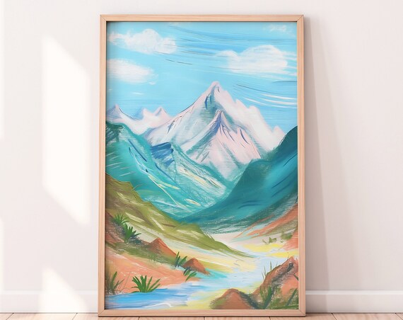 Winter Landscape Painting, Mountain Landscape Art Print