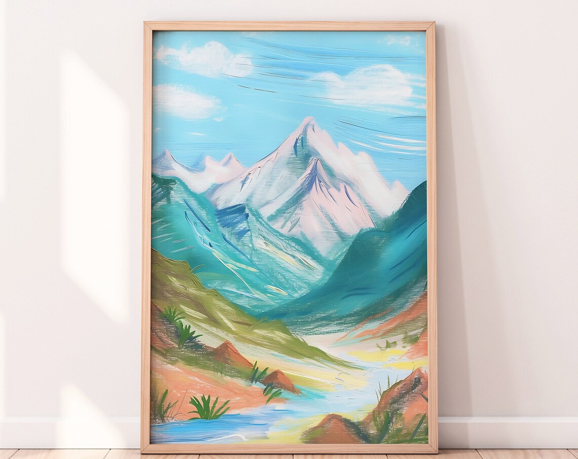 Winter Landscape Painting, Mountain Landscape Art Print