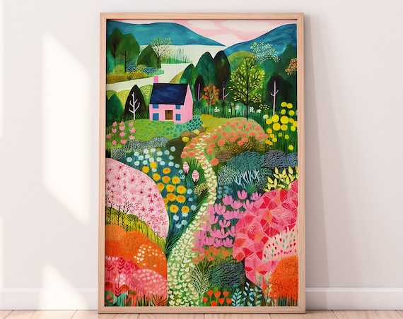 Flower Garden Illustration Botanical Art Print