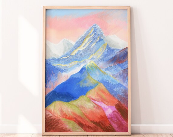Abstract Mountain Wall Art Colorful Wall Art Abstract Wall Art Acrylic Art Living Room Print Scenery Art Print