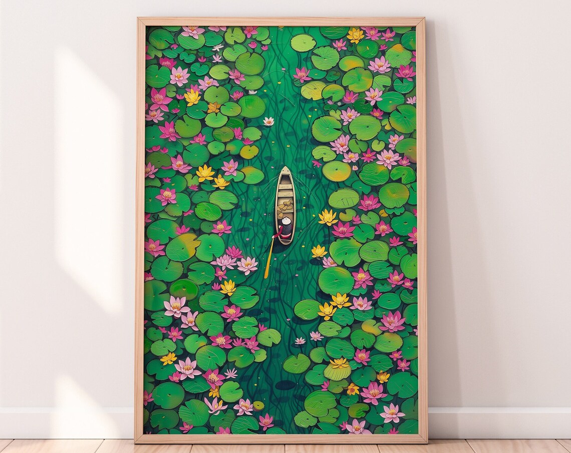 Water Lily Pads Water Lilies Colorful Art Print - Image 4