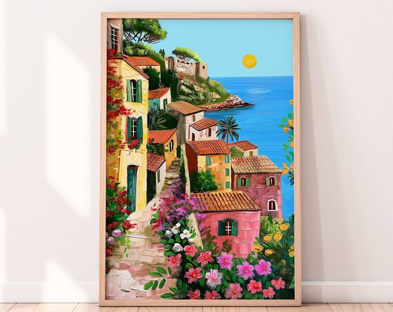 Positano Italy Amalfi Coast Cliffside Village Sea View Poster