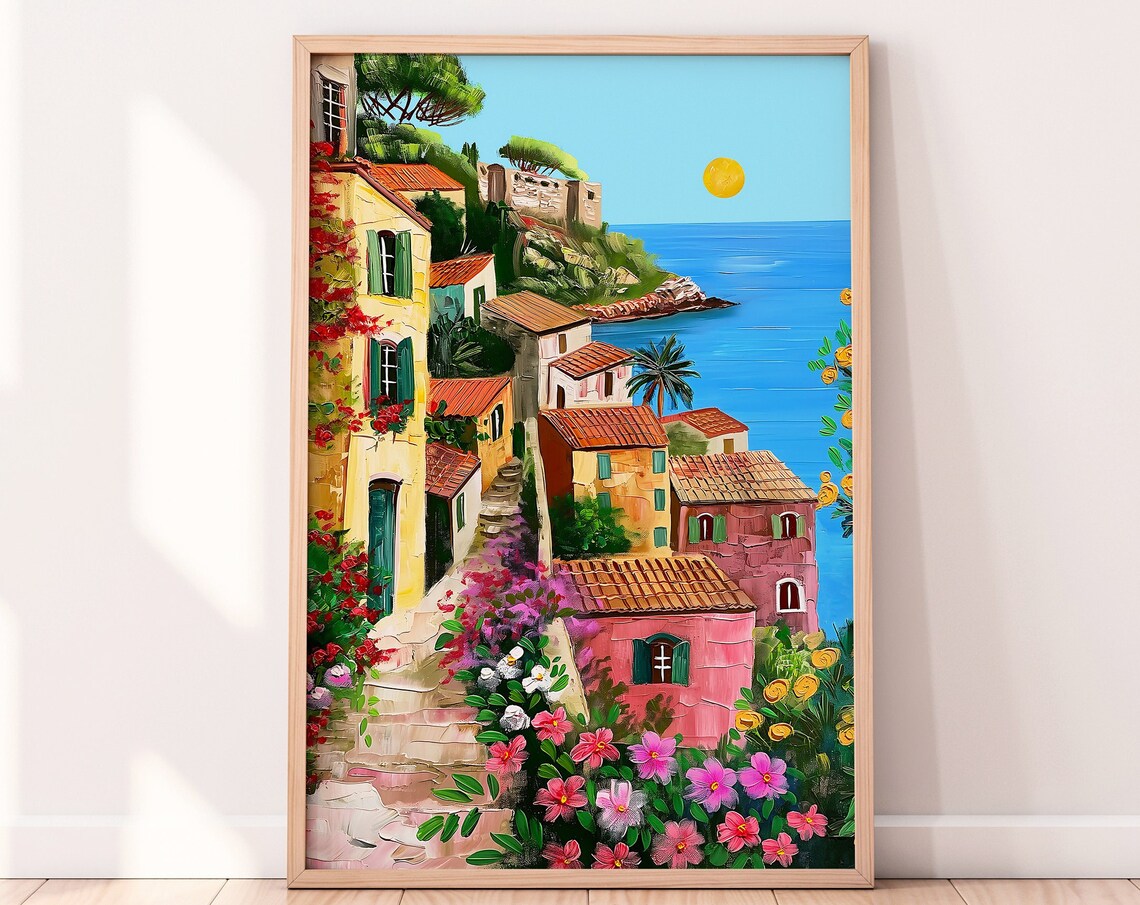 Positano Italy Amalfi Coast Cliffside Village Sea View Poster