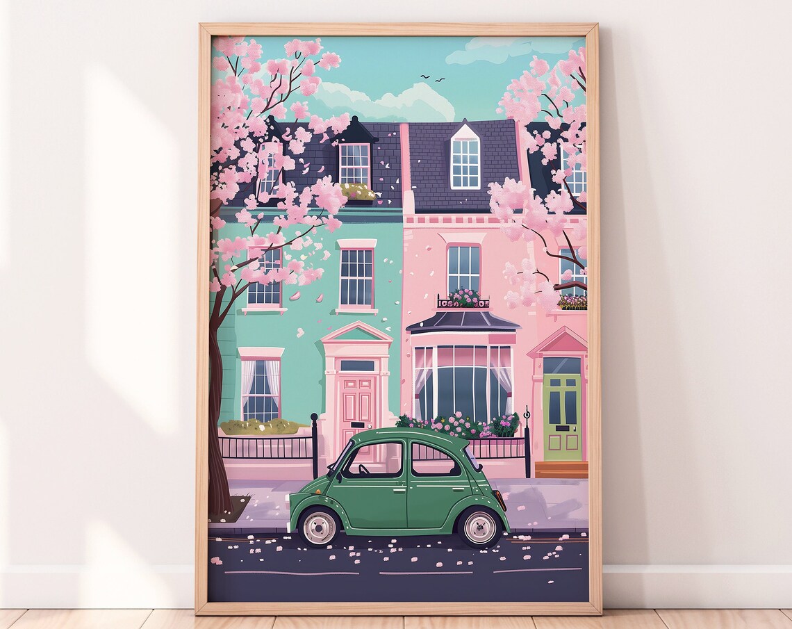 Notting Hill Illustration London Travel Poster, Spring - Image 3