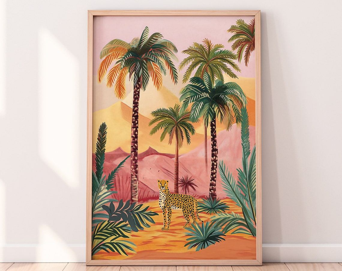 Cheetah Wall Art Animal Illustration Jungle Art Eclectic Home Decor Colorful Art - Image 2