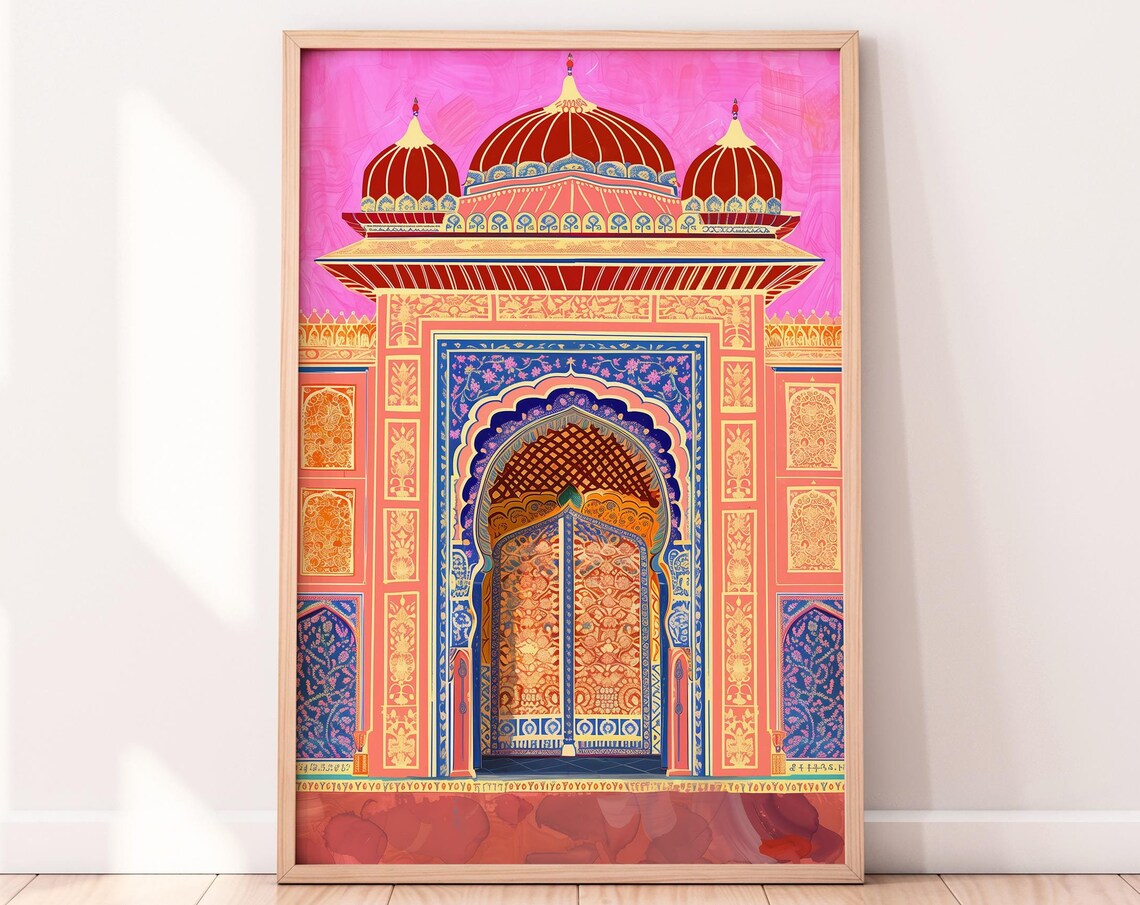 Jaipur Patrika Gate Travel Poster, Indian Palace Gate