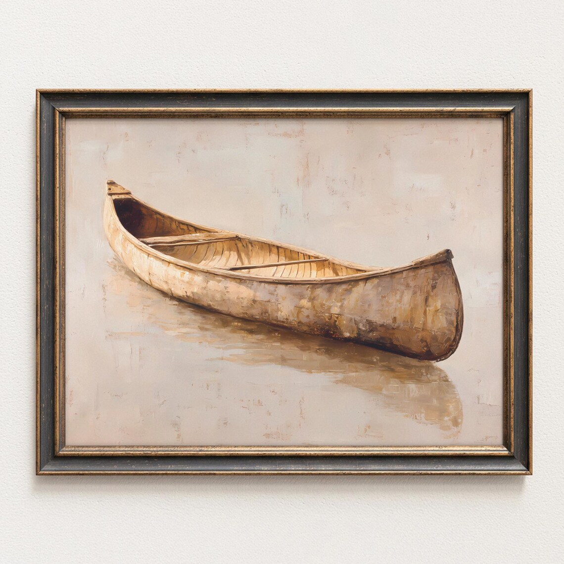 Vintage Canoe Art Print, Rustic Lake House Decor