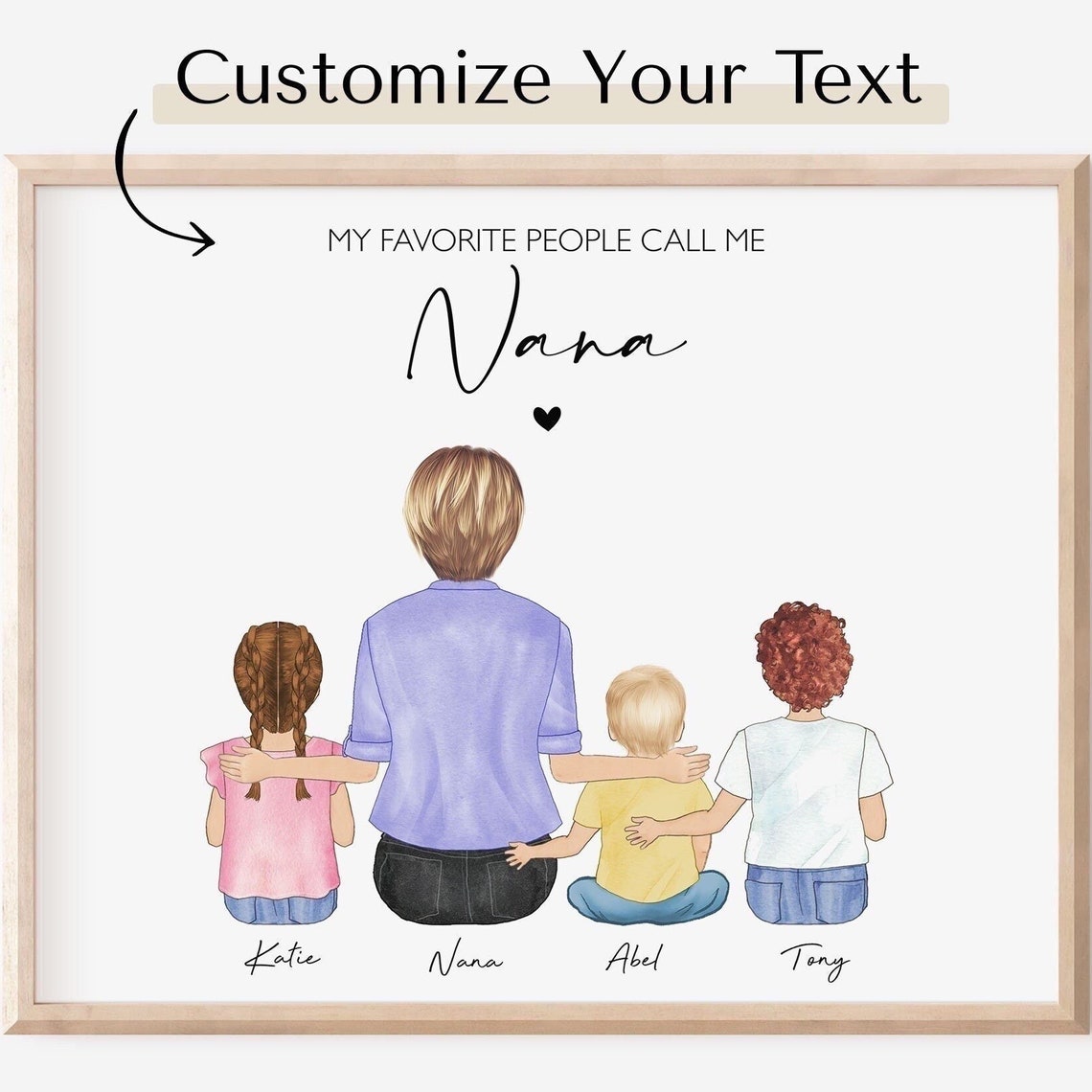 Personalized Mothers Day Gift For Nana Grandma Birthday Gift From Grandkid Grandparents Grandchildren Custom Wall Art Custom Family Portrait