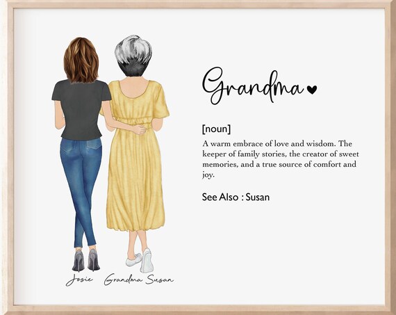 Grandma Definition Wall Art Nana Mothers Day Gift Personalized Gift From Granddaughter Gigi Birthday Gift Best Mimi Gift Print