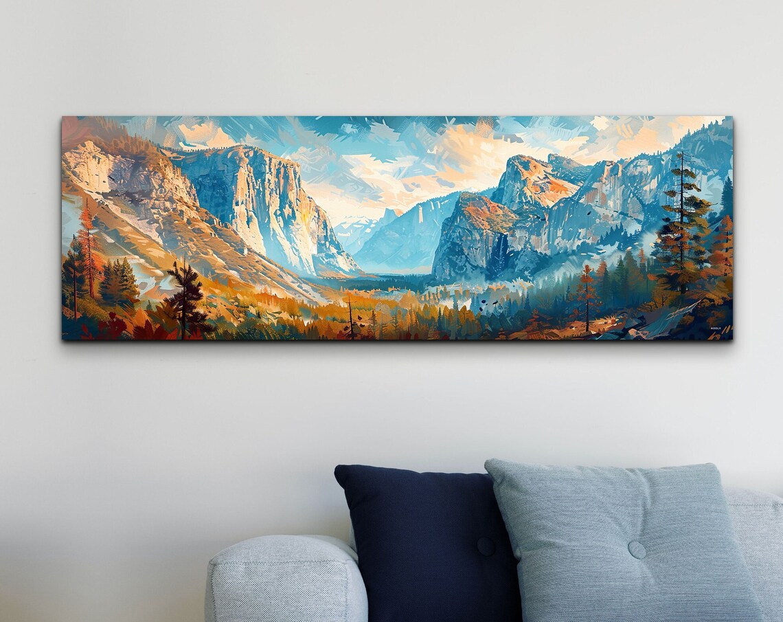 Yosemite National Park, Mid Century Modern Art Print