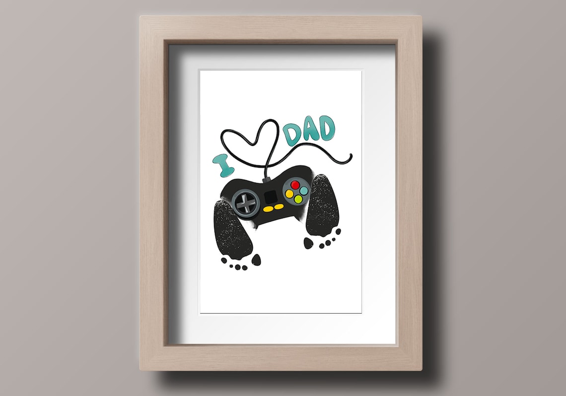 Dad Birthday Video Game Handprint Craft Art Print