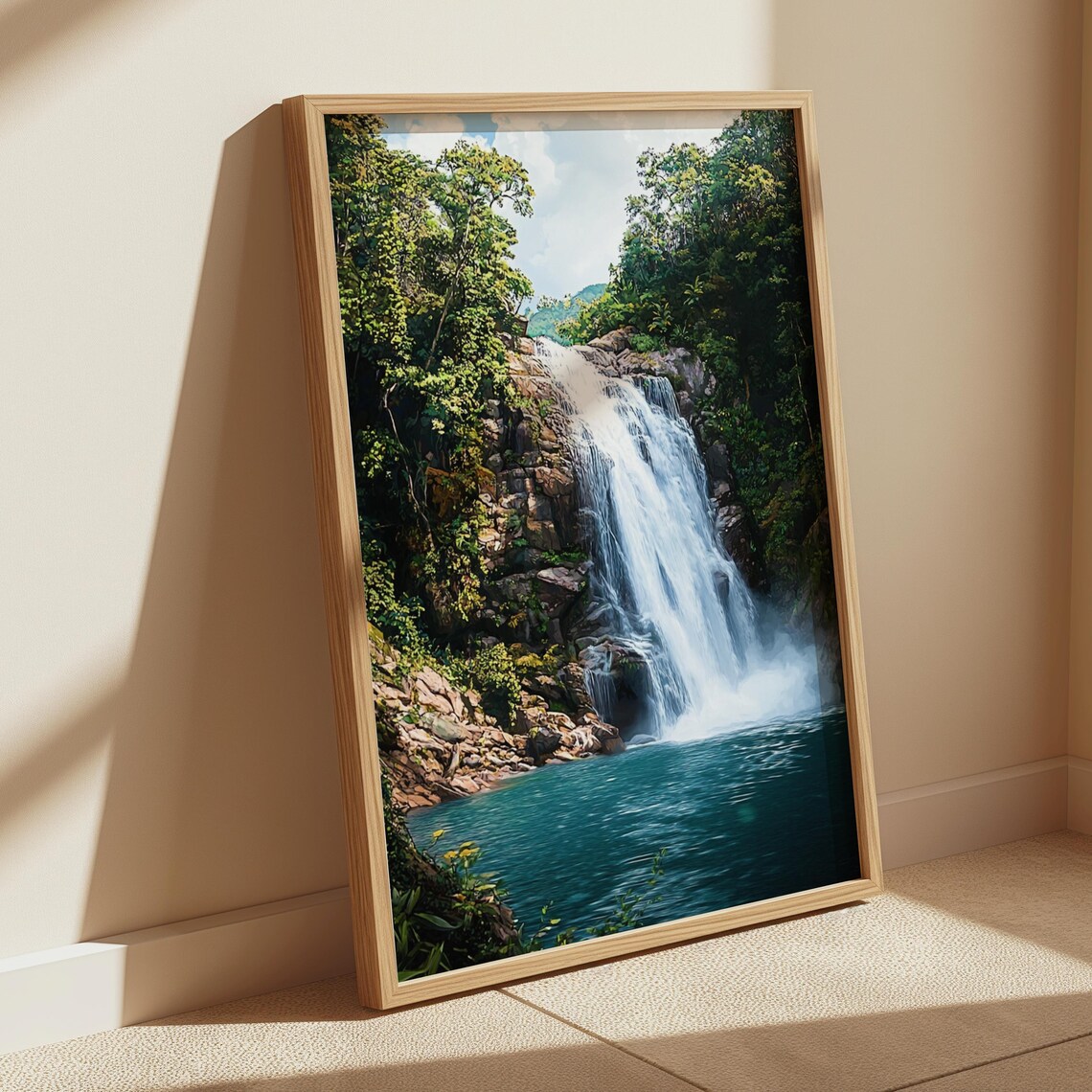 Waterfall Illustration Tropical Landscape Art Print - Image 4