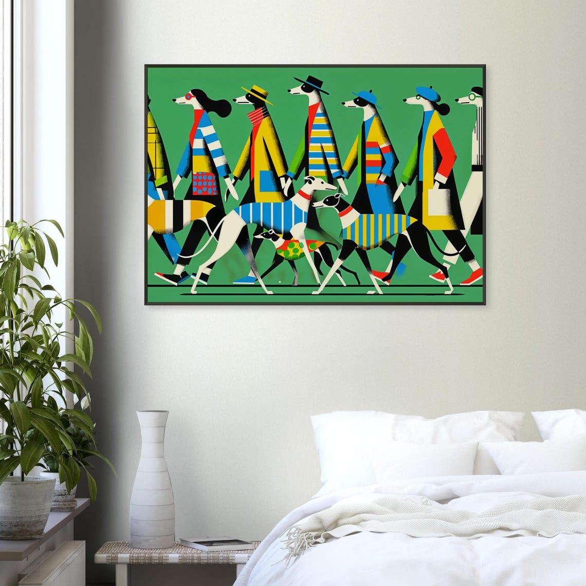 Stylish Women Walking Patterned Cats Mid Century Modern Art Poster - Image 4